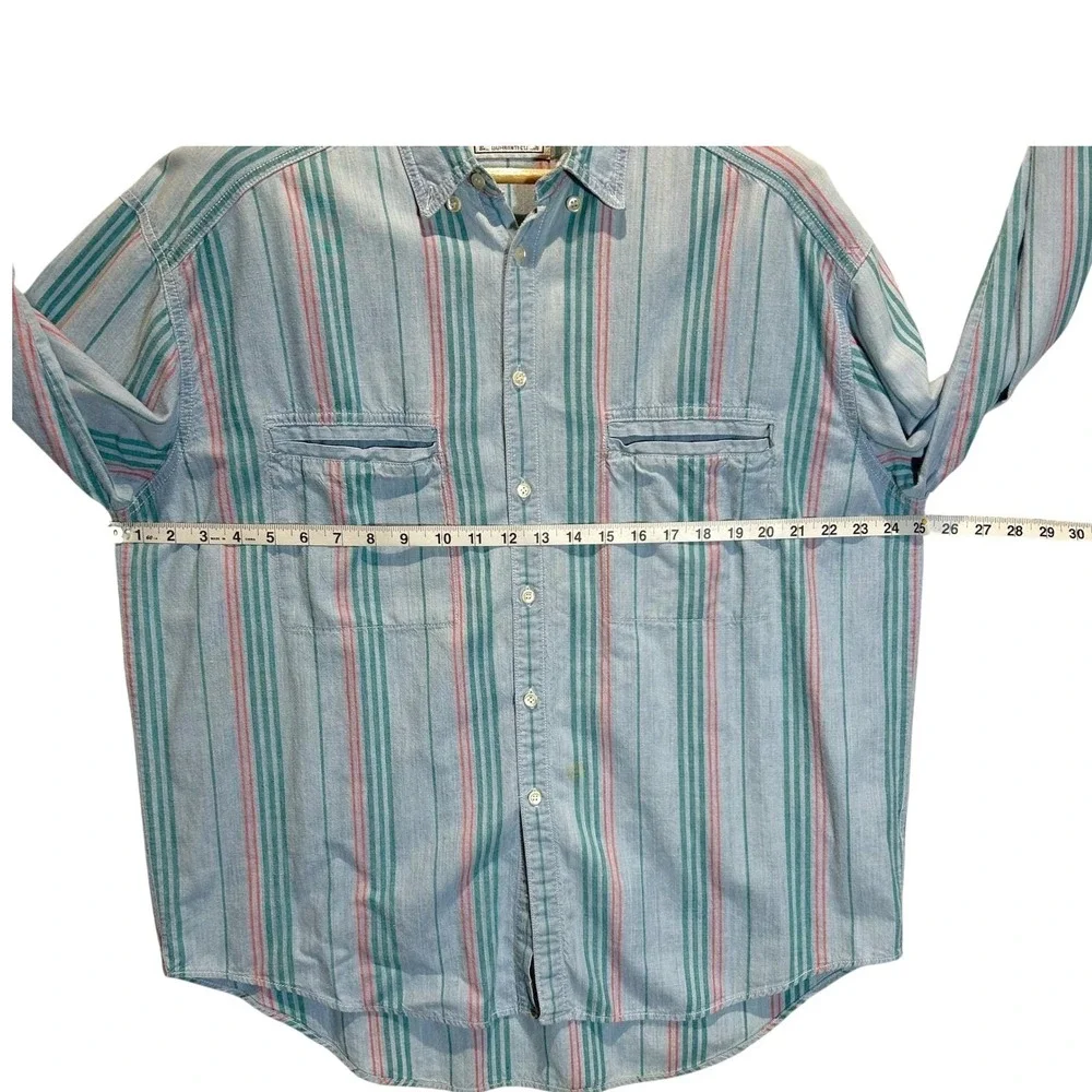 Vintage Levi's Chambray Striped Shirt‎ Mens XL Western Grunge Button Down 90s